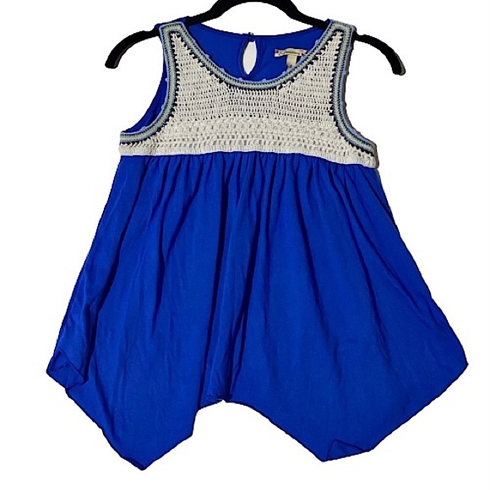 Speechless Crochet-Front Boho Royal Blue Tank Top